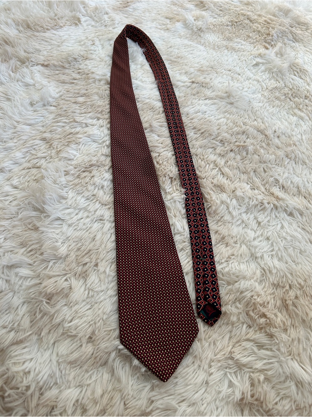 Tommy Hilfiger Red Microdot & Geo Pattern Silk Tie